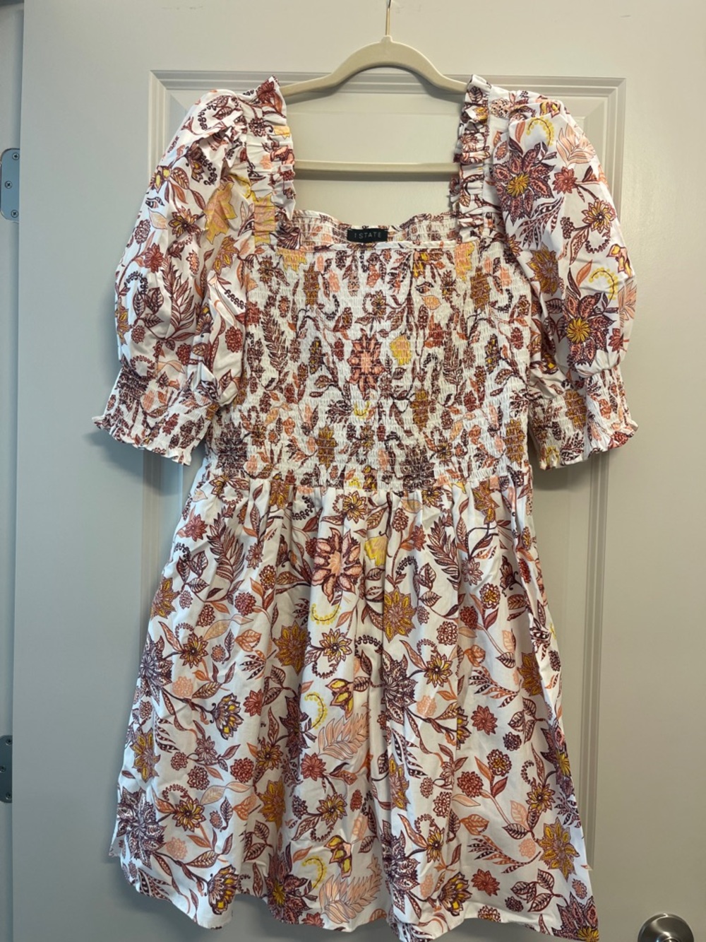 1. State Floral Smocked Puff Sleeve Mini Dress